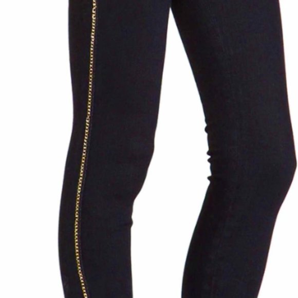 New HUDSON Luna Super Skinny jeans w/gold chainlink trim - Picture 2 of 7